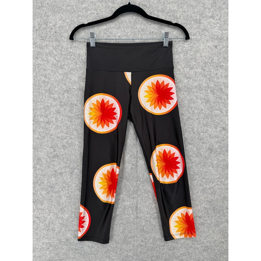 Goldsheep Sun Lotus Cropped Black Leggings Size X-SMALL